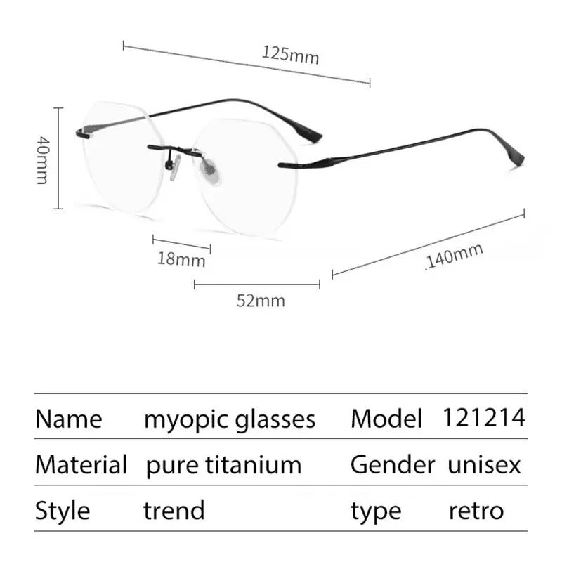 Men's Polygon Rimless Titanium Prescription Glasses 121214 — view 2 | Rx Spectacle