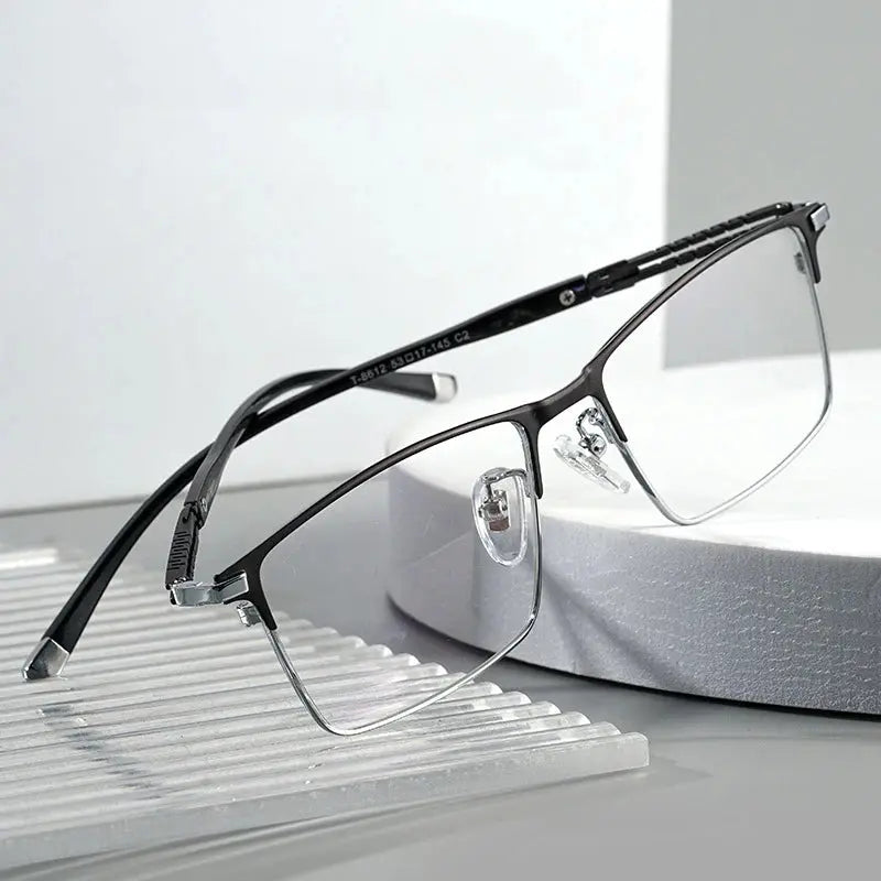 Women's Rectangular Semi-Rimless Titanium Prescription Glasses 861200 — view 1 | Rx Spectacle