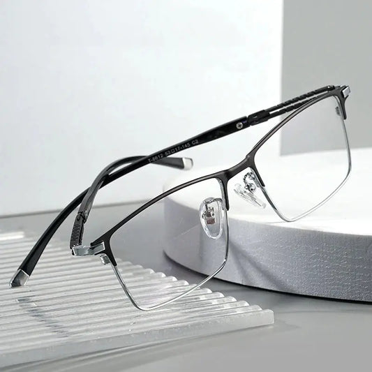 Women's Rectangular Semi-Rimless Titanium Prescription Glasses 861200 — view 1 | Rx Spectacle