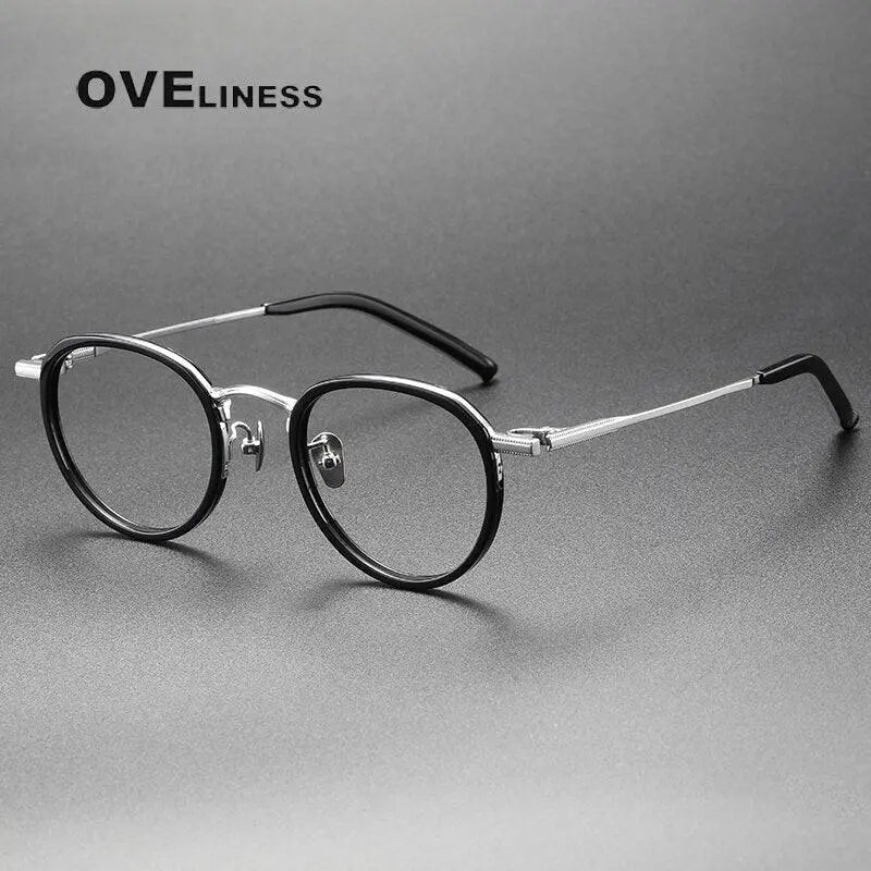 Unisex Round Full Rim Titanium Prescription Glasses M43 — view 4 | Rx Spectacle