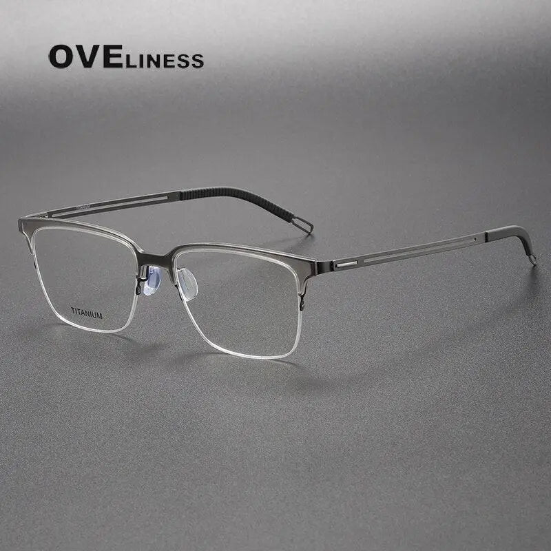 Unisex Square Full Rim Titanium Screwless Prescription Glasses 8202312 — view 6 | Rx Spectacle