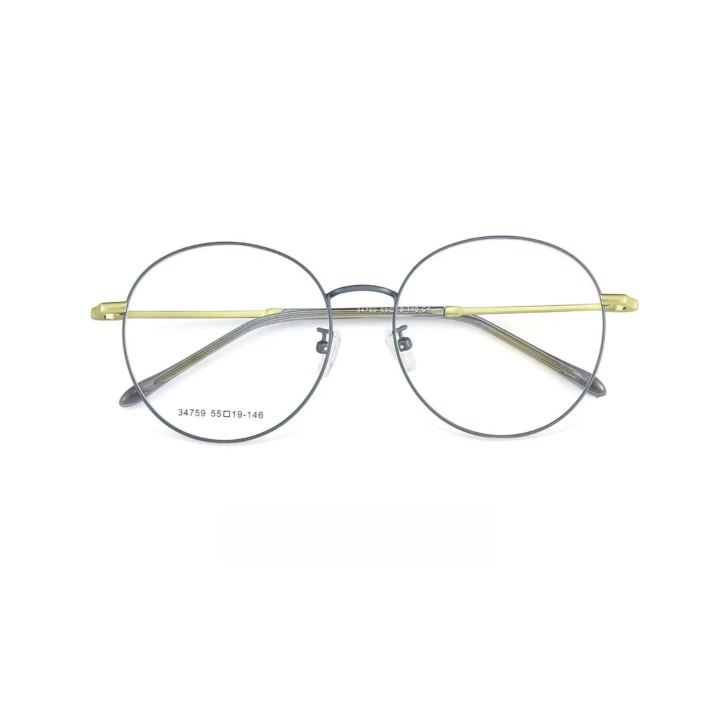 Unisex Round Full Rim Alloy Oversized Prescription Glasses 34759 — view 9 | Rx Spectacle