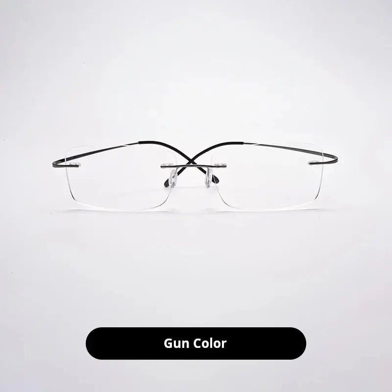 Unisex Square Rimless Titanium Prescription Glasses 20017 — view 5 | Rx Spectacle
