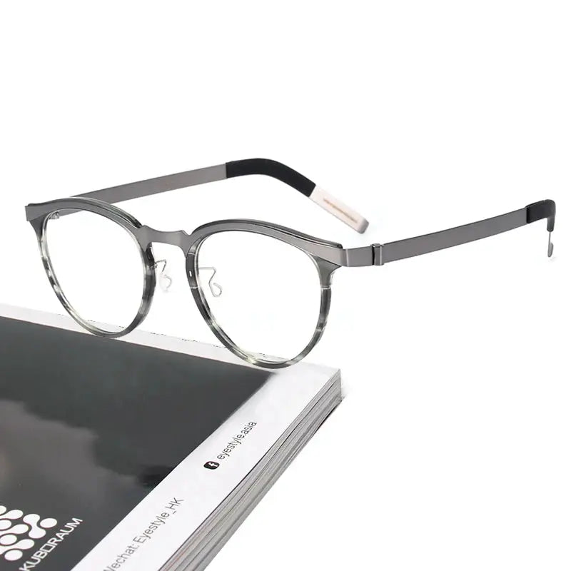 Unisex Round Full Rim Titanium Screwless Prescription Glasses 339903 — view 1 | Rx Spectacle
