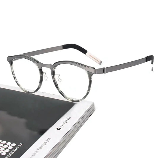 Unisex Round Full Rim Titanium Screwless Prescription Glasses 339903 — view 1 | Rx Spectacle