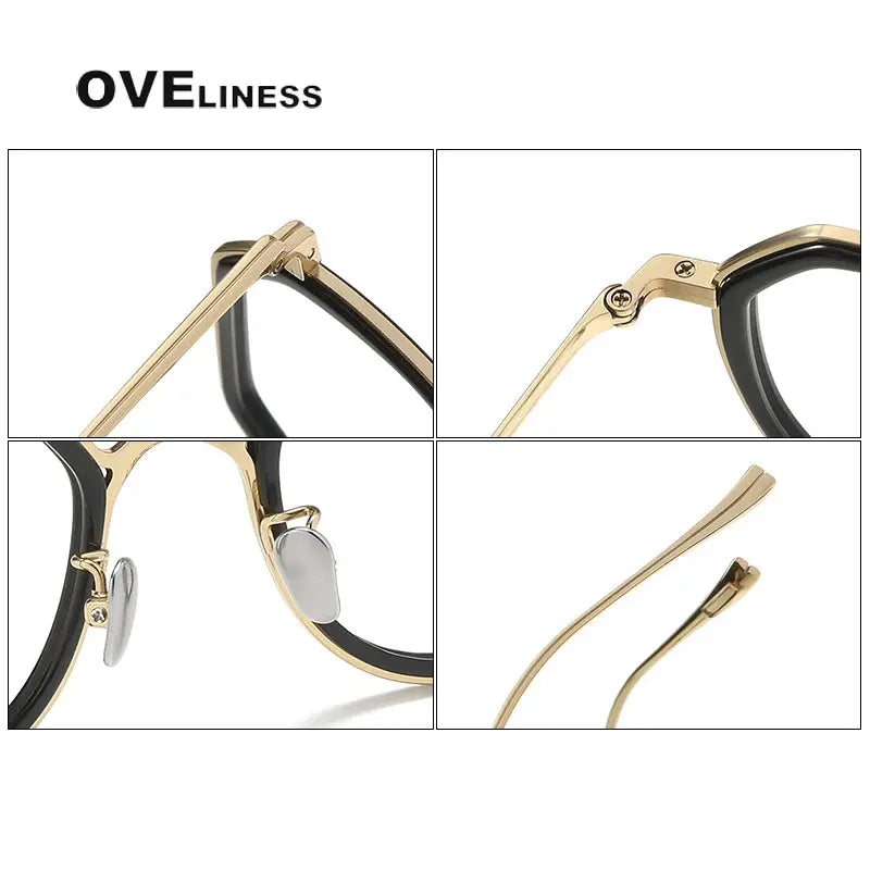 Unisex Polygon Full Rim Titanium Prescription Glasses U136 — view 4 | Rx Spectacle