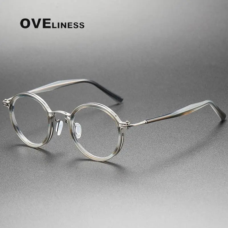 Unisex Round Full Rim Titanium Prescription Glasses 5862 — view 2 | Rx Spectacle