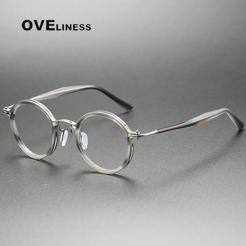 Unisex Round Full Rim Titanium Prescription Glasses 395862 — view 3 | Rx Spectacle