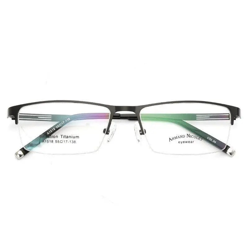 Unisex Rectangular Semi-Rimless Titanium Prescription Glasses A1518 — view 6 | Rx Spectacle