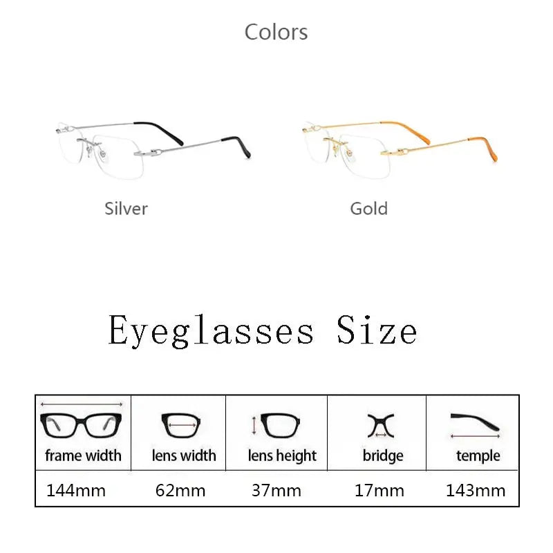 Men's Square Rimless Titanium Prescription Glasses 150253 — view 2 | Rx Spectacle