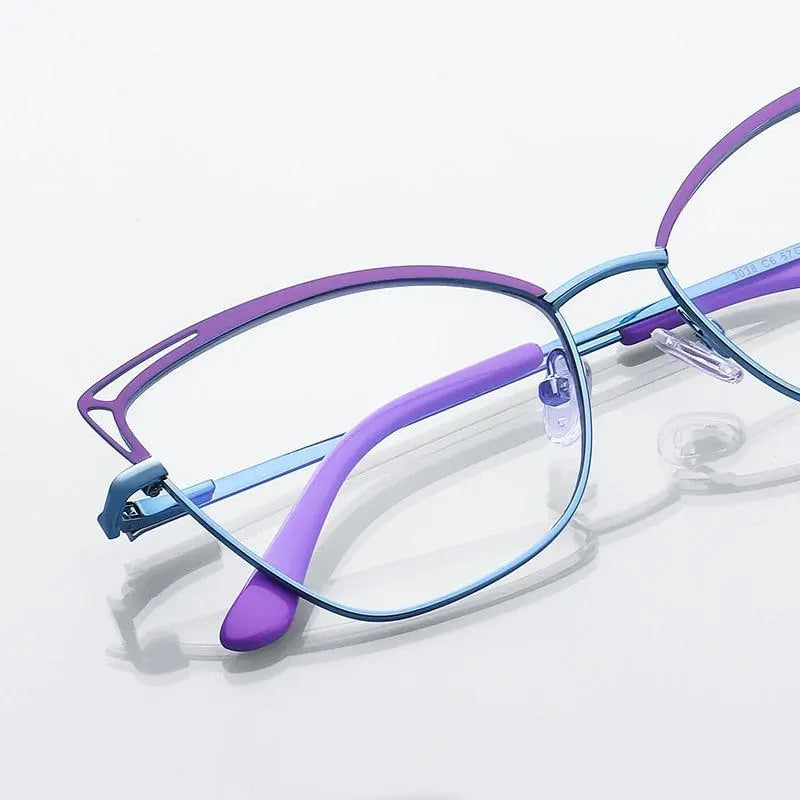 Women's Cat Eye Full Rim Alloy Prescription Glasses 3038 — view 7 | Rx Spectacle