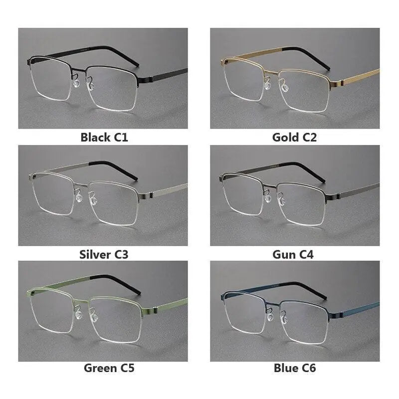 Unisex Square Full Rim Titanium Prescription Glasses 7426 — view 8 | Rx Spectacle