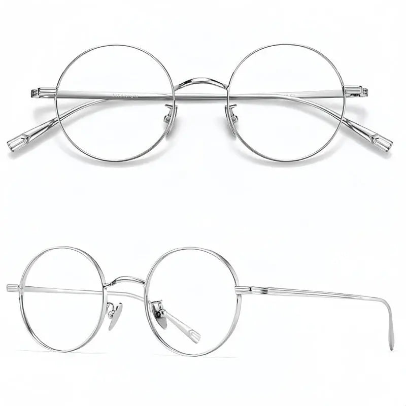 Women's Round Full Rim Titanium Prescription Glasses 5555 — view 4 | Rx Spectacle