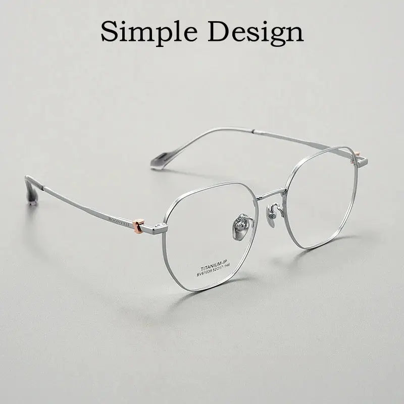 Unisex Polygon Full Rim Titanium Prescription Glasses Y61039 — view 2 | Rx Spectacle