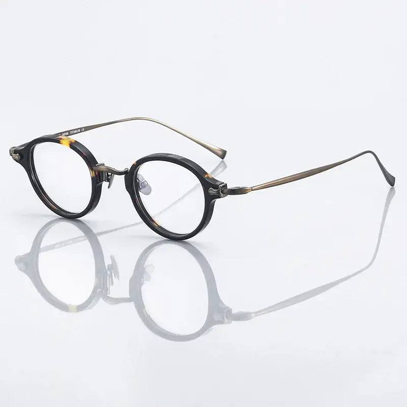 Unisex Round Full Rim Titanium Prescription Glasses 396182 — view 5 | Rx Spectacle
