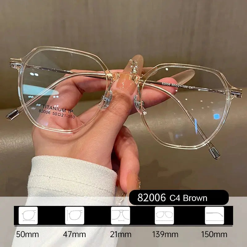 Women's Polygon Full Rim Titanium Flat Top Prescription Glasses 82006 — view 5 | Rx Spectacle