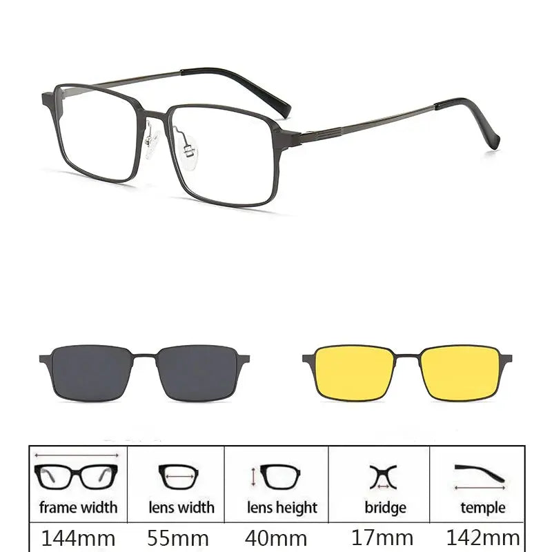 Men's Square Full Rim Titanium Prescription Glasses 275009 — view 13 | Rx Spectacle