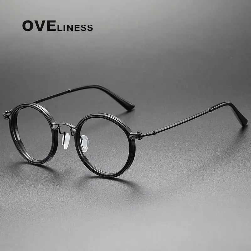 Unisex Round Full Rim Titanium Prescription Glasses 25860 — view 5 | Rx Spectacle