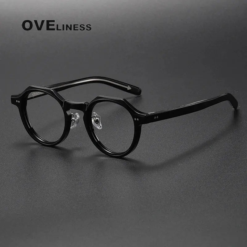 Unisex Round Full Rim Acetate Prescription Glasses V003 — view 2 | Rx Spectacle
