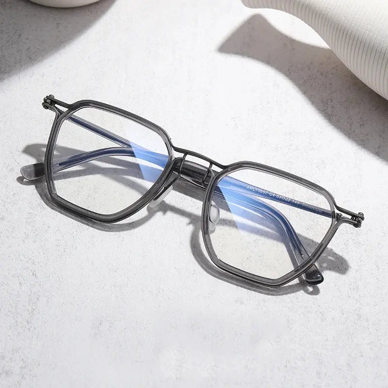 Men's Polygon Full Rim Titanium Prescription Glasses 458671 — view 6 | Rx Spectacle