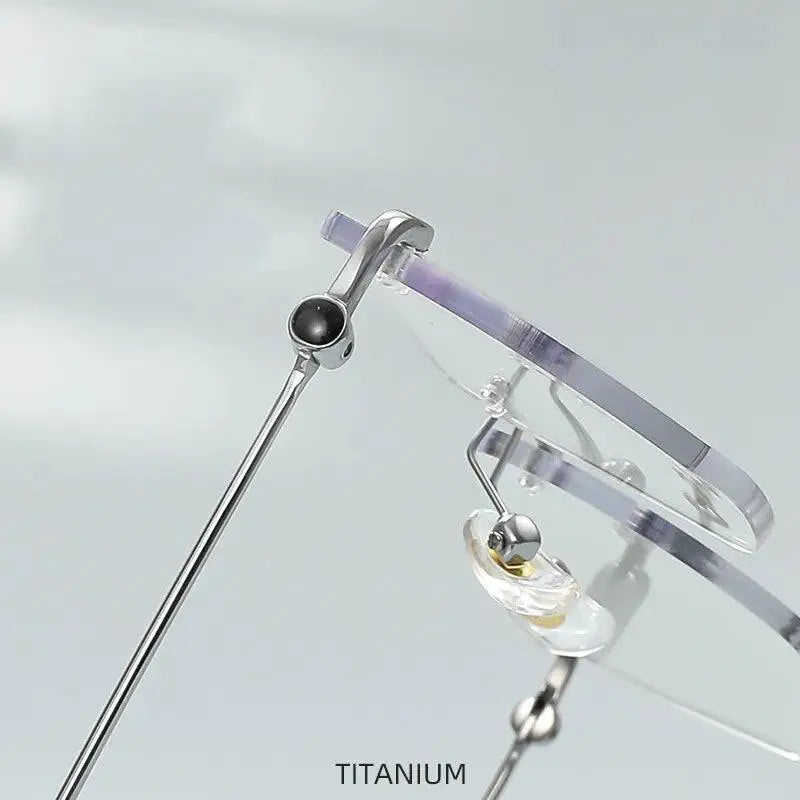Unisex Square Rimless Titanium Prescription Glasses 71327 — view 3 | Rx Spectacle