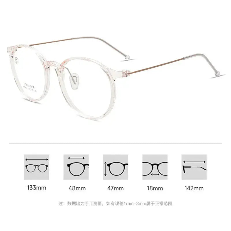 Women's Round Full Rim Titanium Prescription Glasses M9881 — view 4 | Rx Spectacle