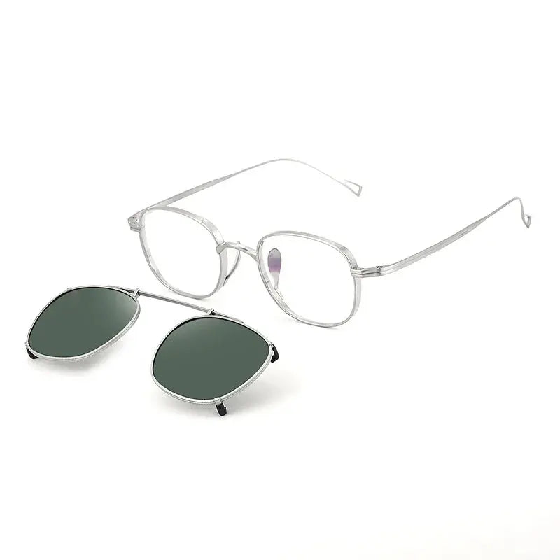 Women's Square Full Rim Titanium Clip-On Prescription Glasses 610517 — view 5 | Rx Spectacle
