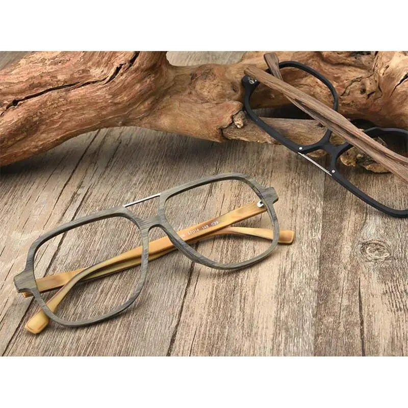 Men's Square Full Rim Alloy Double Bridge Oversized Prescription Glasses — view 8 | Rx Spectacle