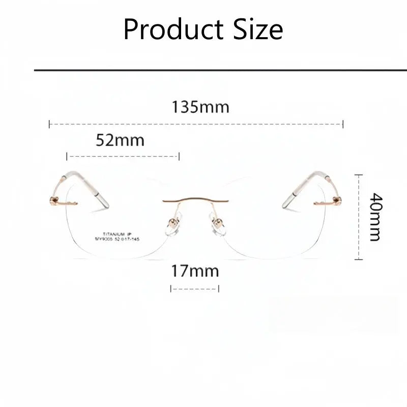Women's Oval Rimless Titanium Prescription Glasses 69005 — view 2 | Rx Spectacle