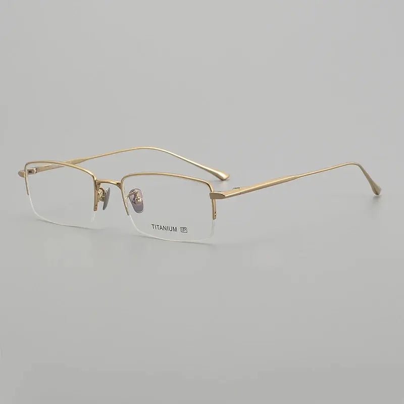 Unisex Square Semi-Rimless Titanium Prescription Glasses 195145 — view 3 | Rx Spectacle