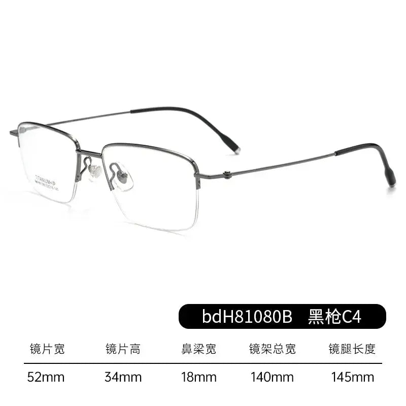 Unisex Square Semi-Rimless Titanium Prescription Glasses 81080 — view 4 | Rx Spectacle