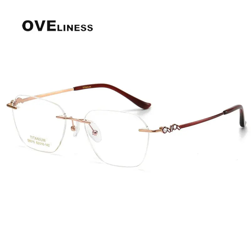 Women's Oval Rimless Titanium Flat Top Prescription Glasses 6015 — view 10 | Rx Spectacle