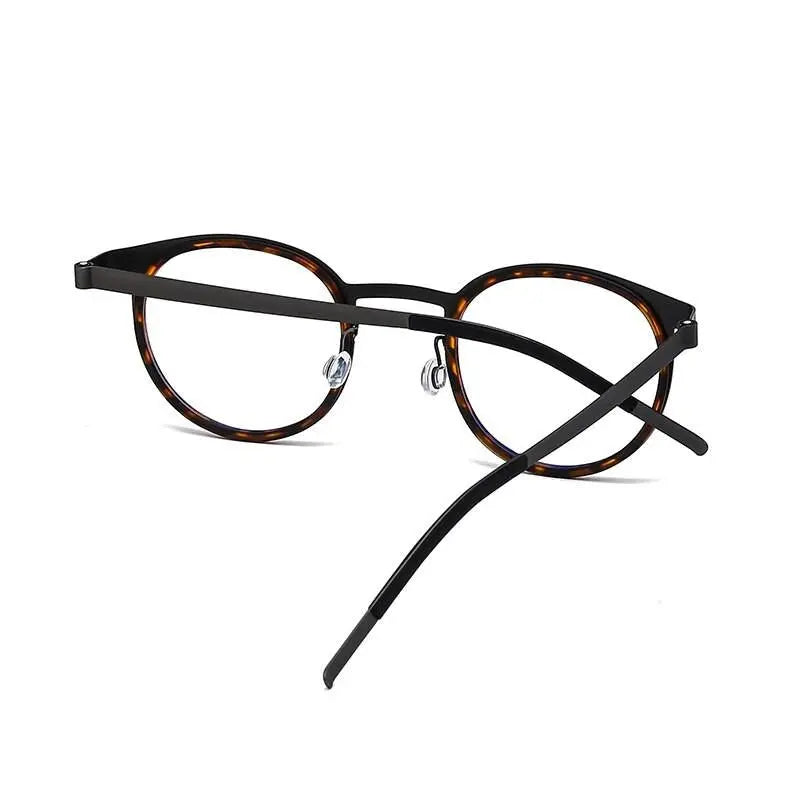 Unisex Round Full Rim Titanium Prescription Glasses 9704 — view 9 | Rx Spectacle