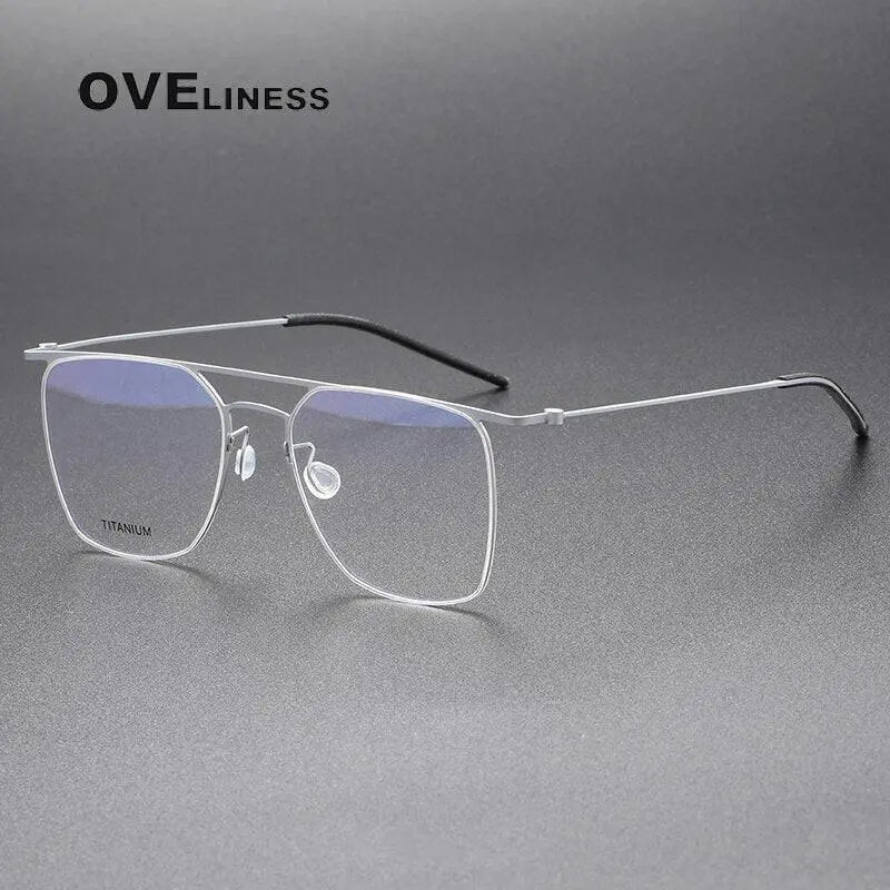 Men's Square Full Rim Titanium Double Bridge Prescription Glasses 5502 — view 3 | Rx Spectacle