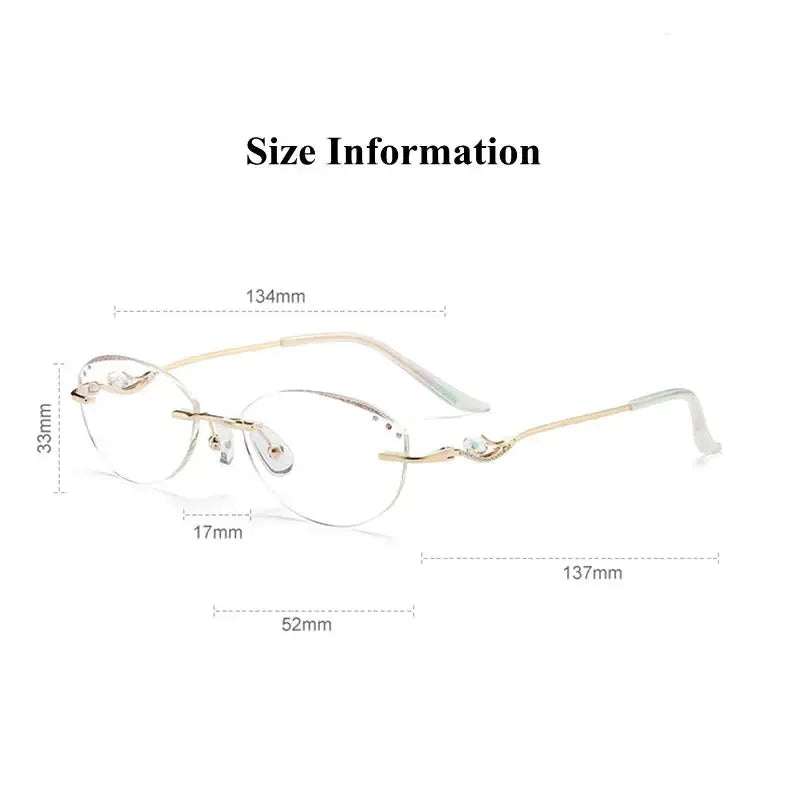 Women's Oval Rimless Titanium Prescription Glasses 352053 — view 2 | Rx Spectacle