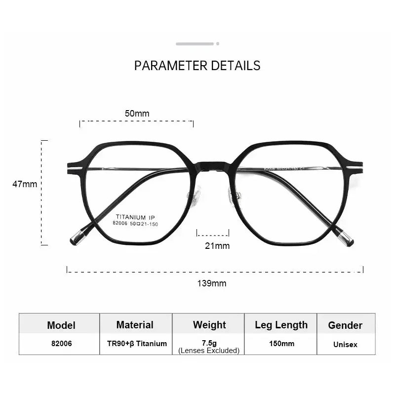 Women's Polygon Full Rim Titanium Flat Top Prescription Glasses 82006 — view 2 | Rx Spectacle