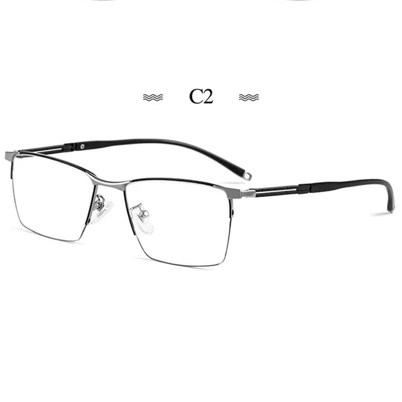 Unisex Square Semi-Rimless Titanium Prescription Glasses 860247 — view 5 | Rx Spectacle