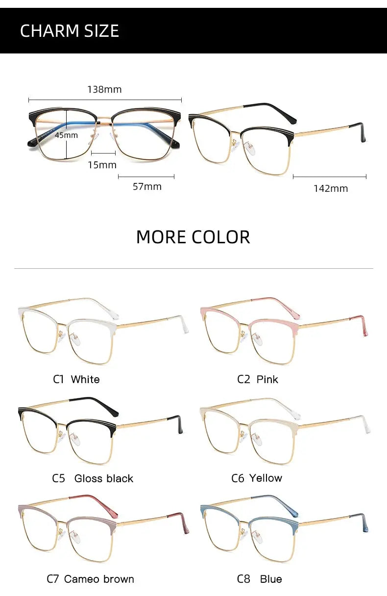Women's Cat Eye Full Rim Alloy Prescription Glasses 95801 — view 2 | Rx Spectacle