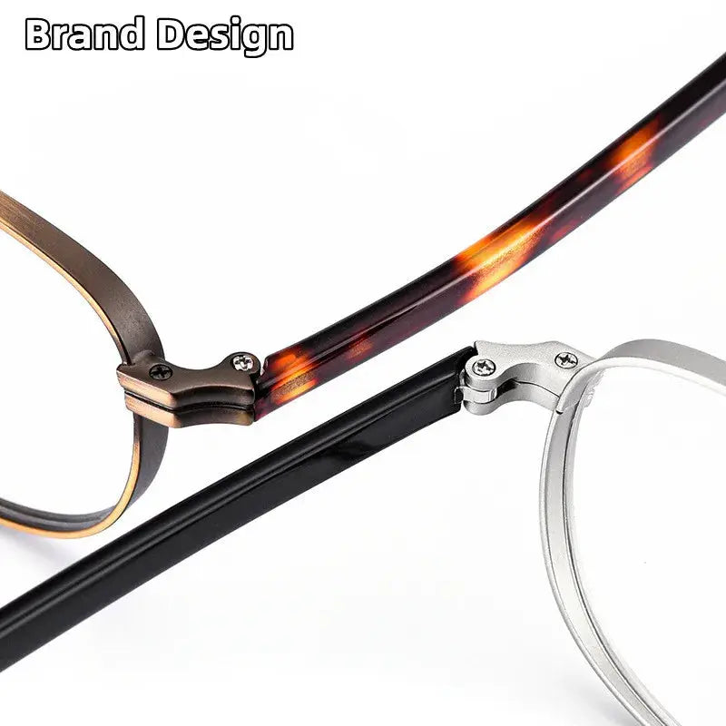 Unisex Round Full Rim Titanium Reading Glasses 8017 — view 3 | Rx Spectacle