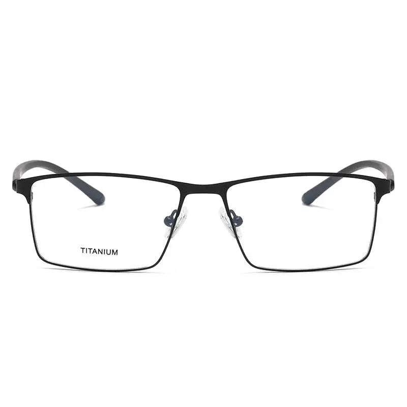 Unisex Square Full Rim Titanium Prescription Glasses P8837 — view 9 | Rx Spectacle