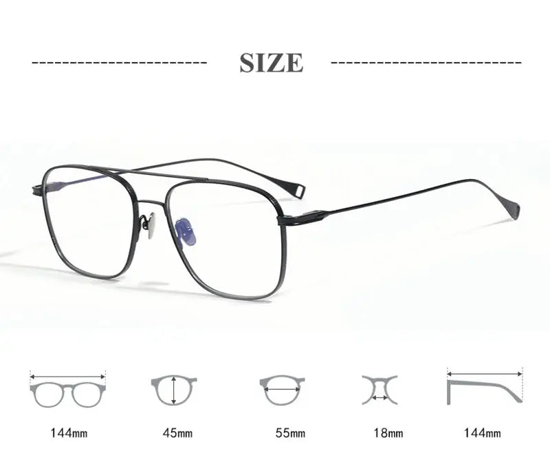 Unisex Square Full Rim Titanium Double Bridge Prescription Glasses 49015 — view 2 | Rx Spectacle