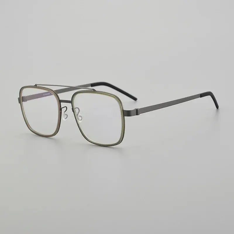 Unisex Square Full Rim Titanium Double Bridge Prescription Glasses 19744 — view 3 | Rx Spectacle
