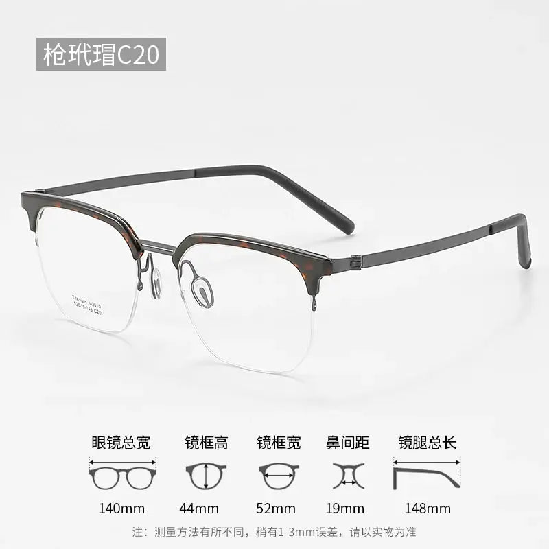 Unisex Square Full Rim Titanium Prescription Glasses 2610 — view 3 | Rx Spectacle