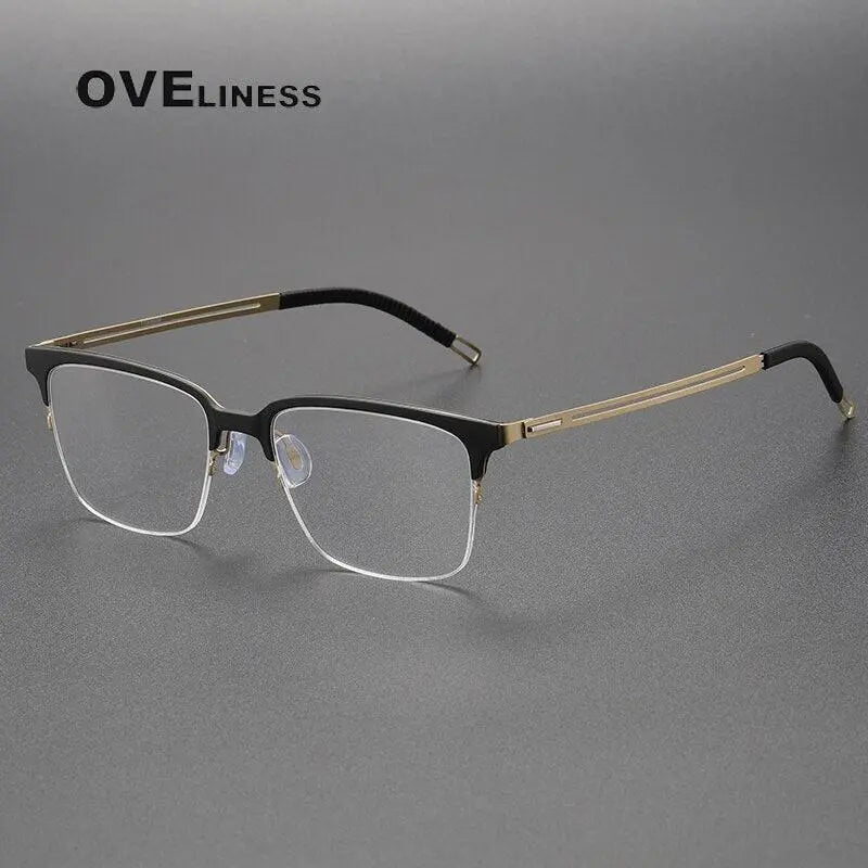 Unisex Square Full Rim Titanium Screwless Prescription Glasses 8202312 — view 2 | Rx Spectacle