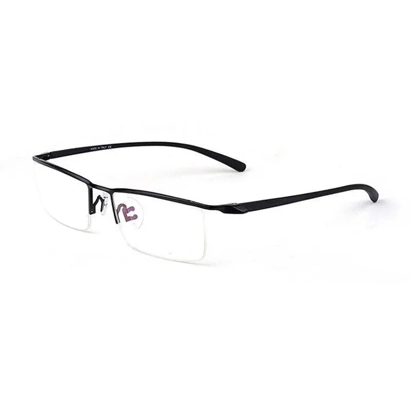 Men's Square Semi-Rimless Titanium Prescription Glasses P8190 — view 7 | Rx Spectacle