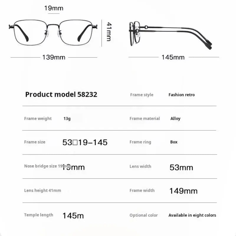 Unisex Square Full Rim Alloy Prescription Glasses 758232 — view 2 | Rx Spectacle