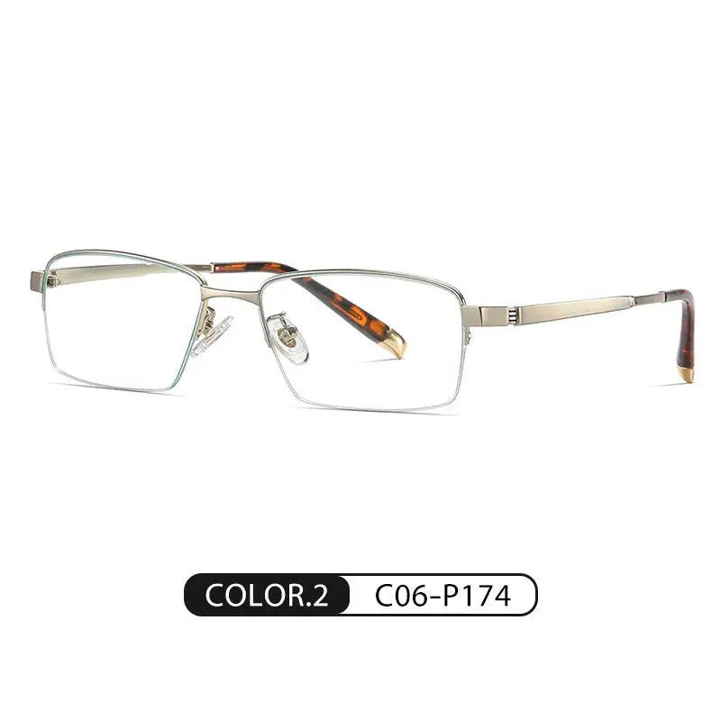 Women's Square Semi-Rimless Titanium Prescription Glasses 0907 — view 7 | Rx Spectacle