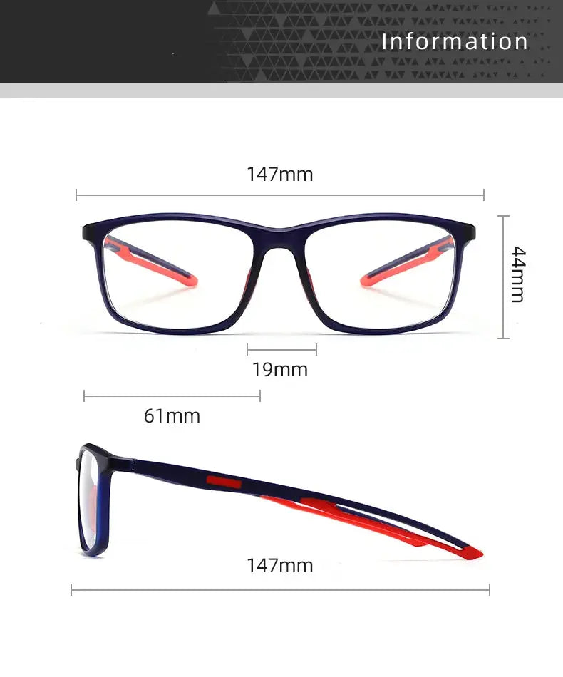 Unisex Square Full Rim TR90 Sports Glasses U001 — view 12 | Rx Spectacle