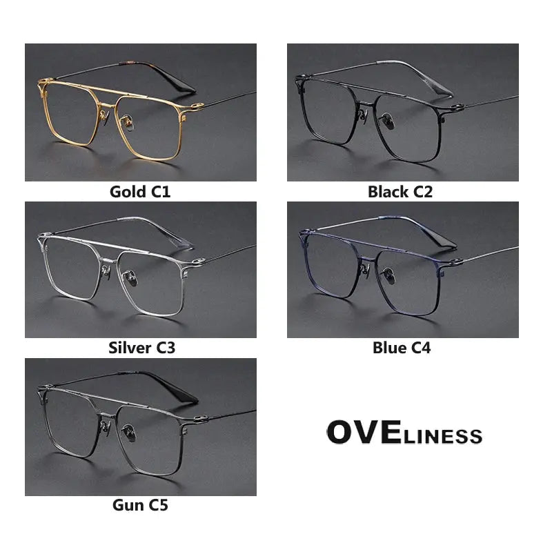 Unisex Square Full Rim Titanium Double Bridge Prescription Glasses 81000 — view 5 | Rx Spectacle