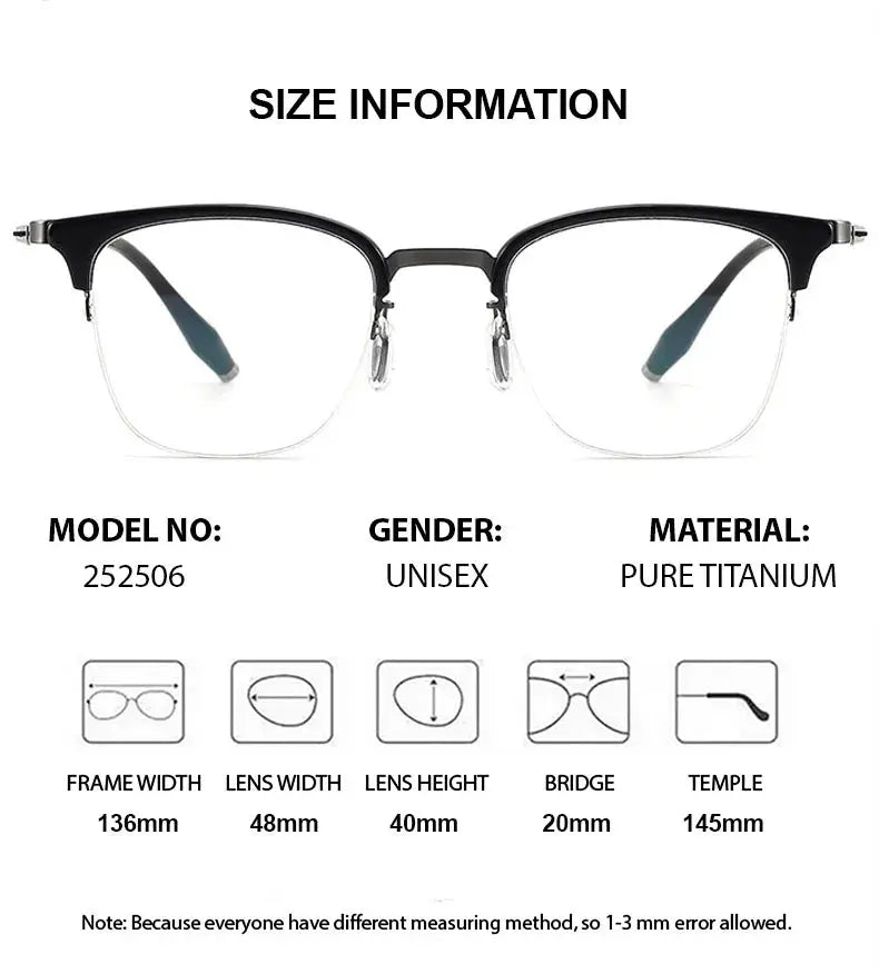 Women's Square Full Rim Titanium Prescription Glasses 802506 — view 2 | Rx Spectacle